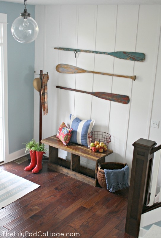 Entry way decor and planked wall