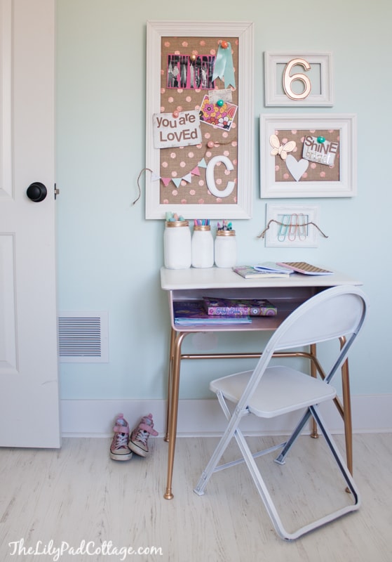 Vintage Kids Desk turned Pink Crafting Goodness The Lilypad Cottage