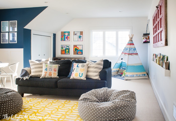 Colorful Playroom Decor and White Paint