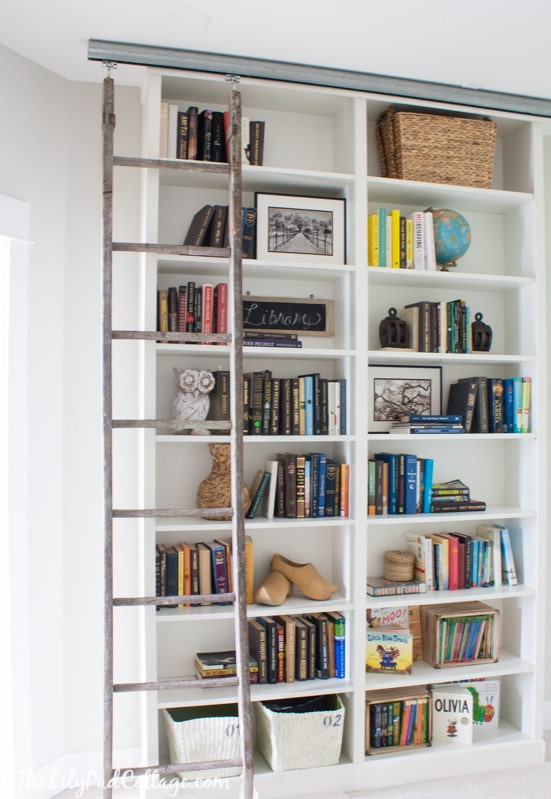 A close up of a book shelf