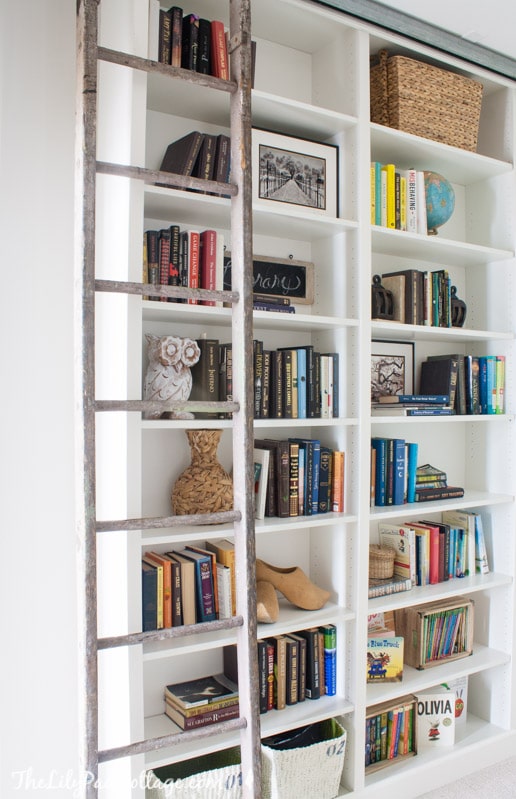 Ikea Billy Bookcase Hack with sliding ladder