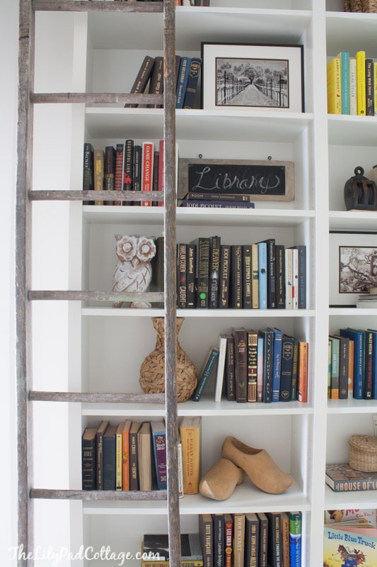 Ikea Billy Bookcase Hack with sliding ladder
