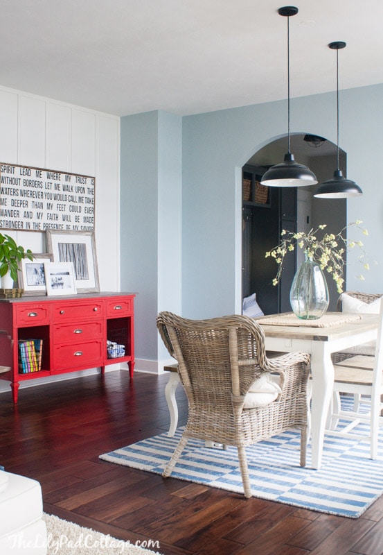 Dining room with red dresser