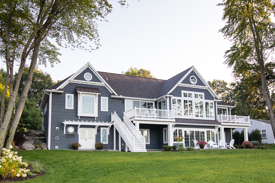 A large lawn in front of a house