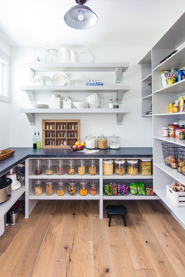 A pantry filled with containers of food
