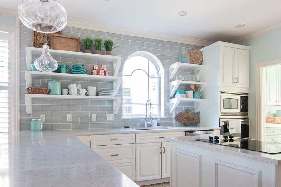 Coastal white and grey kitchen