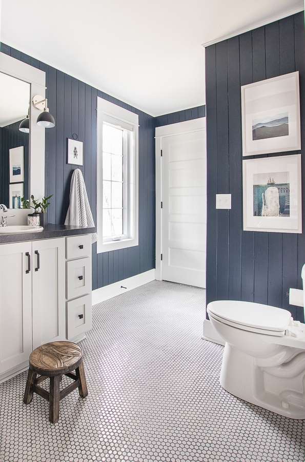 Navy And Gray Nautical Boy Bathroom The Lilypad Cottage - Nautical Bathroom Paint Colors
