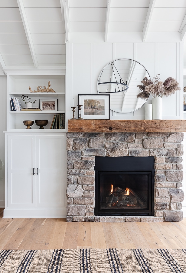 Neutral Fall Fireplace Mantel Decor