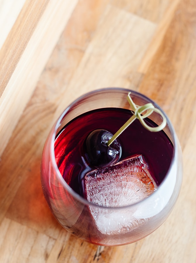 Amaretto Bourbon Cocktail with Red Wine float 