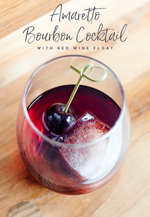 Amaretto Bourbon Cocktail with Red Wine Float