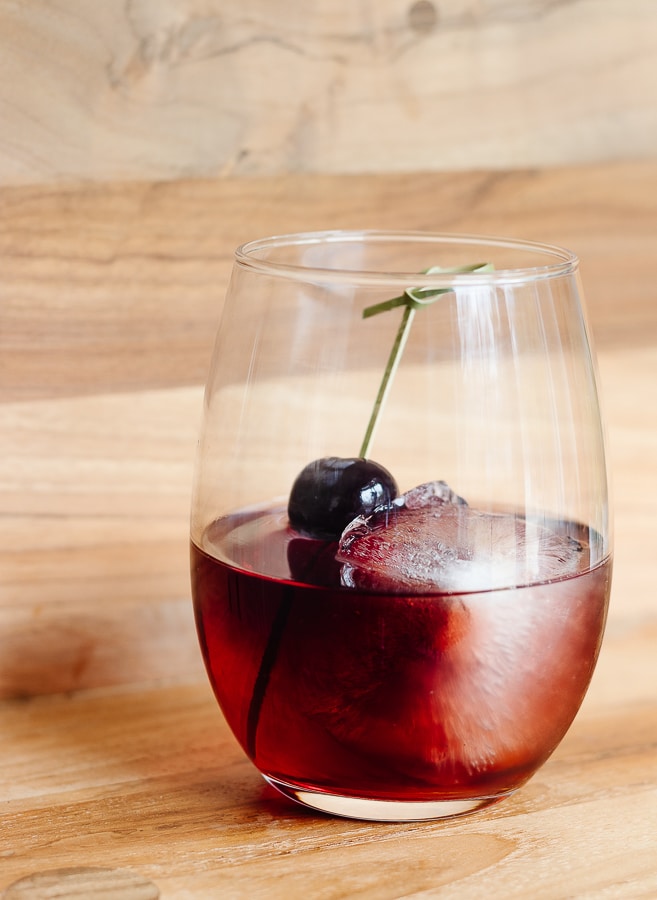 Amaretto Bourbon Cocktail with red wine float