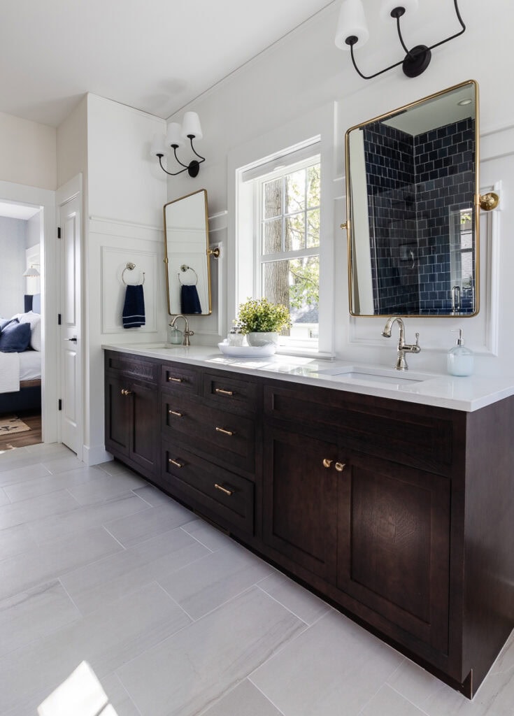 Navy and White Lake House Bathroom - The Lilypad Cottage