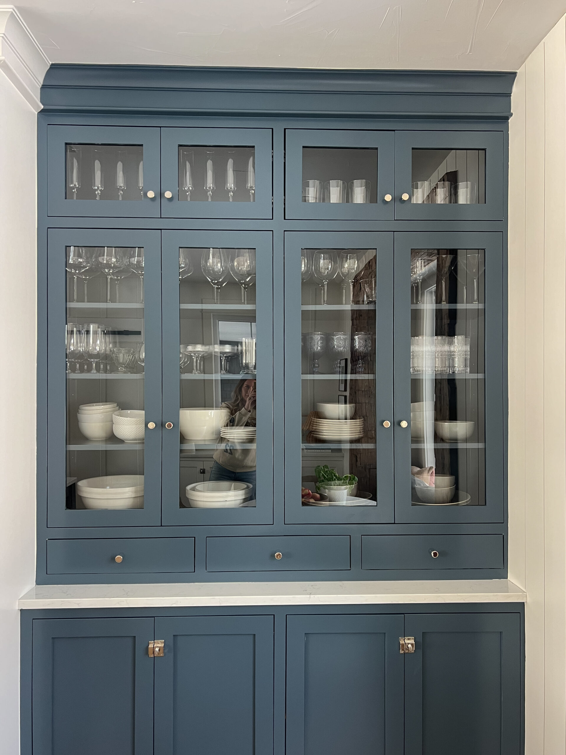 glass front kitchen cabinets painted navy