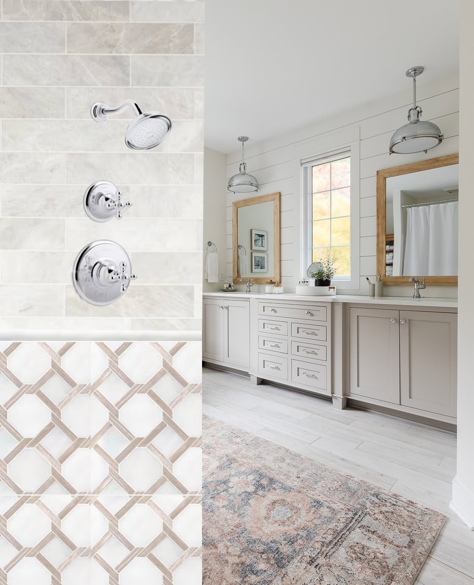 beige and white bathroom design